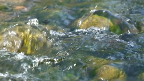 Close up of a clear rocky mountain river Stock Footage 323041565