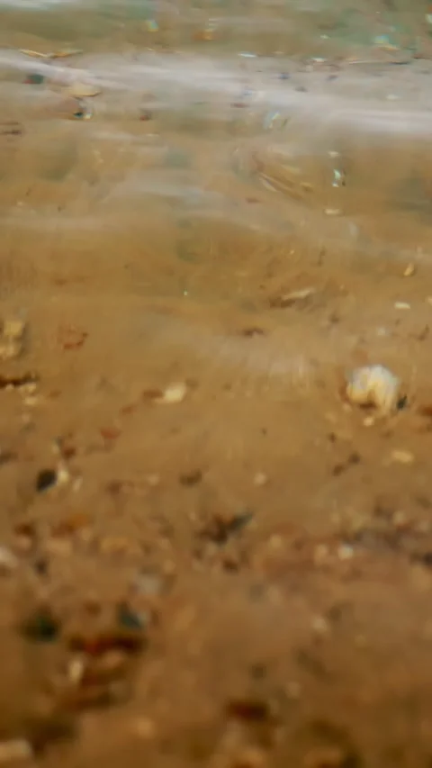 Close-up, clear sea water, in shallow water. at the bottom you can see sand, Stock-Footage 314563740