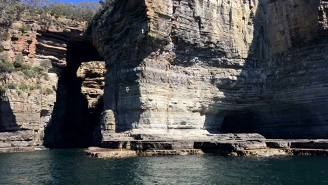 Close up cliffs and ocean Stock Footage 159315786