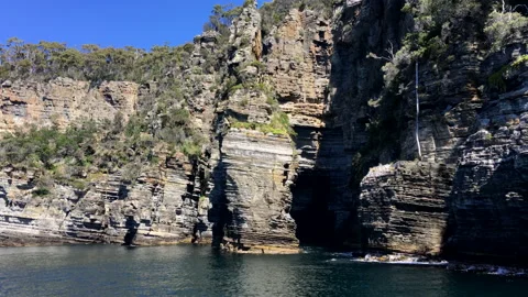 Close up cliffs and ocean Stock Footage 159315981