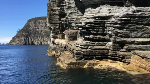 Close up cliffs and ocean Stock Footage 159316115