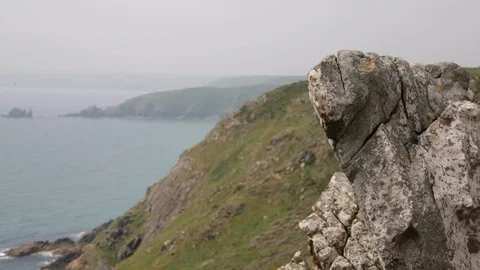 Close up of Cliffs in Cornwall, England (Blackhead Cliffs) Video stock 90423879