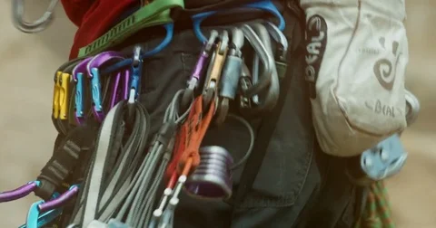 Close up of Climber Belt Stock Footage 75071338