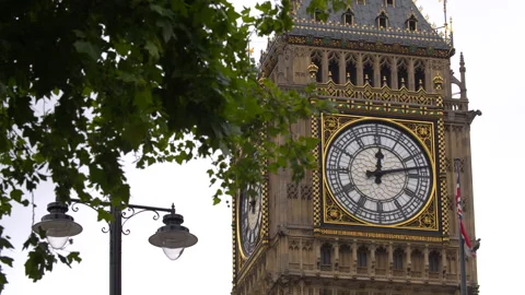 Close-Up On The Clock Of The Big Ben Tower In London Stock Footage 166772055