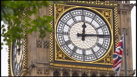 Close-Up On The Clock Of The Big Ben Tower In London Stock Footage 166772201