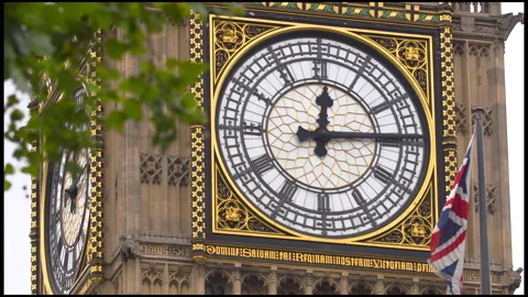 Close-Up On The Clock Of The Big Ben Tower In London Stock Footage 166772284