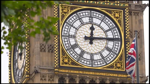 Close-Up On The Clock Of The Big Ben Tower In London Stock Footage 166772331