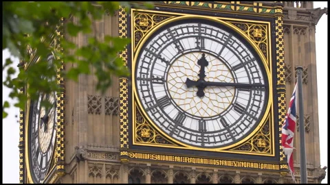 Close-Up On The Clock Of The Big Ben Tower In London Stock Footage 166772451