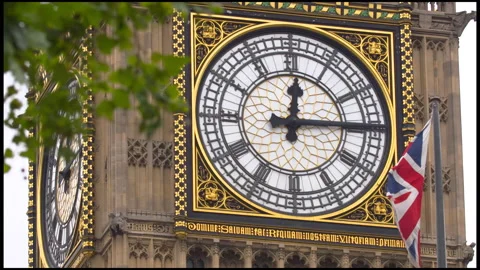 Close-Up On The Clock Of The Big Ben Tower In London Stock Footage 166775074
