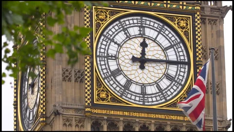 Close-Up On The Clock Of The Big Ben Tower In London Stock Footage 166775078