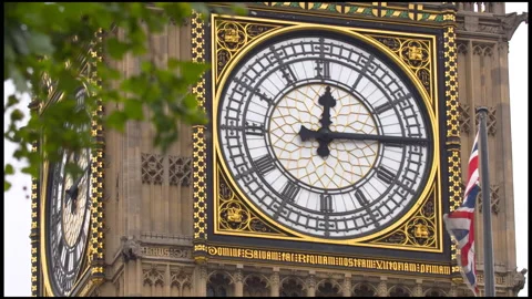 Close-Up On The Clock Of The Big Ben Tower In London Stock Footage 166775087