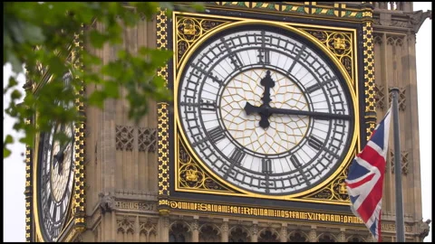 Close-Up On The Clock Of The Big Ben Tower In London Stock Footage 166777245