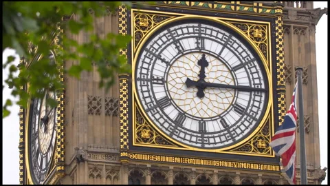 Close-Up On The Clock Of The Big Ben Tower In London Stock Footage 166777268