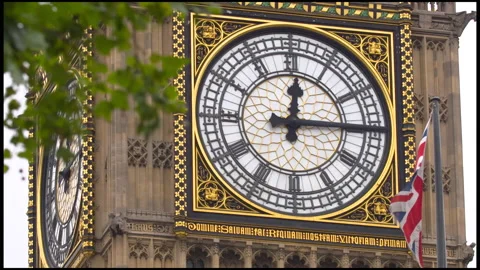 Close-Up On The Clock Of The Big Ben Tower In London Stock Footage 166777279