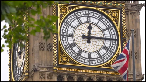 Close-Up On The Clock Of The Big Ben Tower In London Stock Footage 166777292