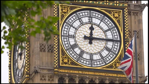 Close-Up On The Clock Of The Big Ben Tower In London Stock Footage 166777295