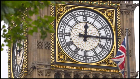 Close-Up On The Clock Of The Big Ben Tower In London Stock Footage 166779574