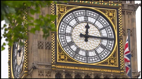 Close-Up On The Clock Of The Big Ben Tower In London Stock Footage 166779609