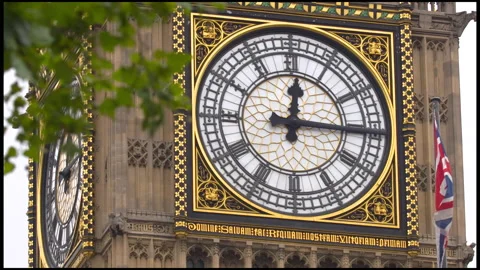 Close-Up On The Clock Of The Big Ben Tower In London Stock Footage 166779617