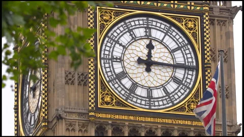 Close-Up On The Clock Of The Big Ben Tower In London Stock Footage 166780760