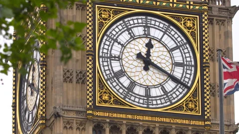 Close-Up On The Clock Of The Big Ben Tower In London Stock Footage 166787155