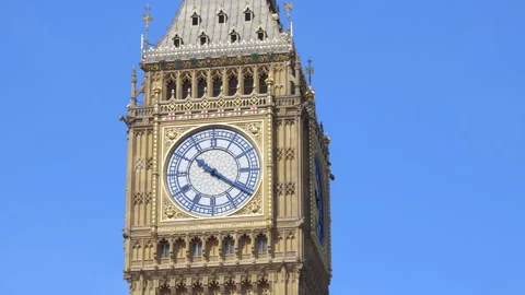 Close-up of the clock on the Elizabeth Tower, also known as Big Ben Stock Footage 320334055