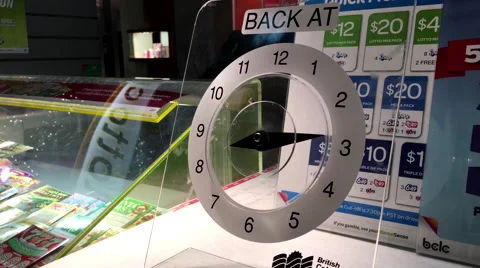 Close up  clock in front of lottery centre 스톡 동영상 58931152