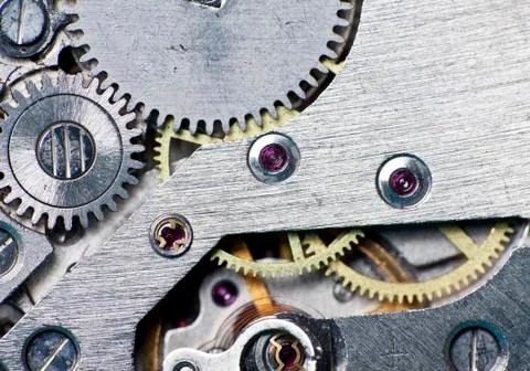 Close-up on clock mechanism Foto stock