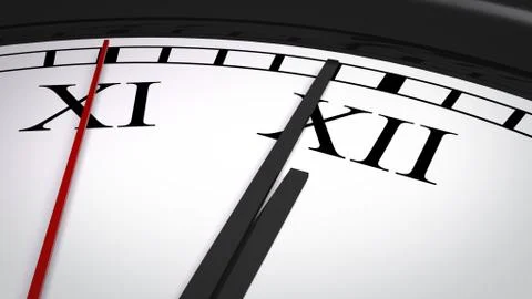 Close-up clock with Roman numerals striking twelve o'clock Stock Illustration