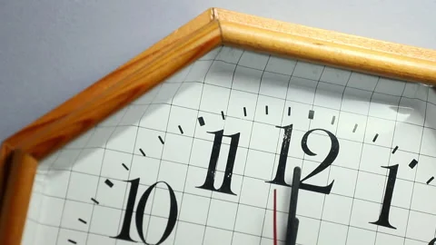 Close-up of a clock that strikes exactly 12 o'clock Stock Footage 141642770