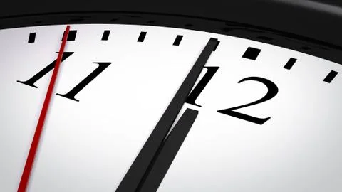 Close-up of a clock striking twelve o'clock Illustrazione stock