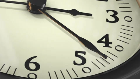 Close-up clock timelapse animation showing 15 minute, from 3.15 o'clock to 3.30 Stock Footage 248516585