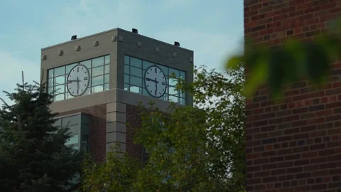 Close up clock tower during sunset Stock Footage 95785984
