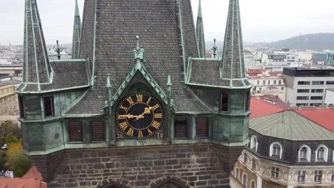 Close-Up of the Clock Tower in Prague Stock Footage 310958183