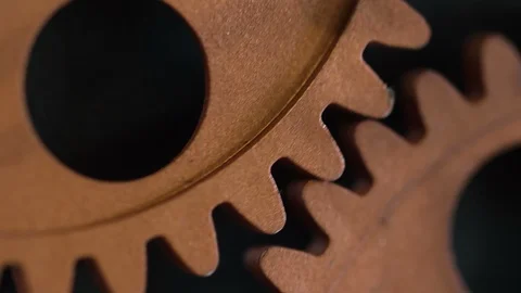 Close up on clock's wheels running: time passing, symbol Stock Footage 92475598