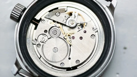 Close up of clockwork mechanism Stock Footage 86614779