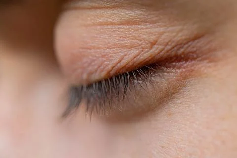 Close-up of a closed eye. selective focusing Stock Photos