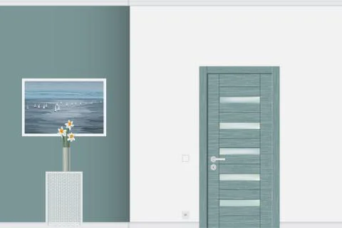 Close up of closed modern door interior concept vector illustration Stock Illustration