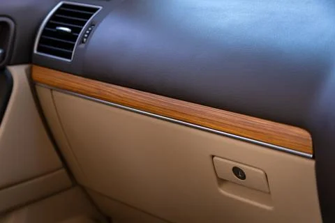 Close-up of closed storage compartment inside car Stock Photos