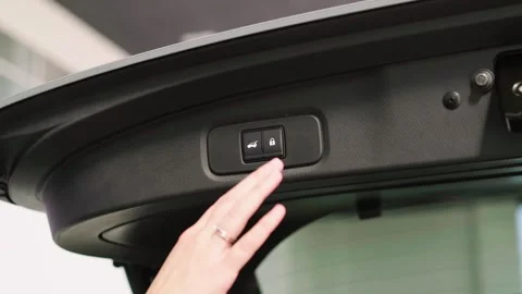 Close-up of the closing trunk of a modern car. Stock Footage 274982155