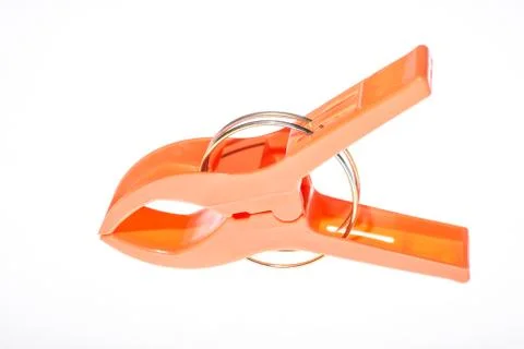Close up of clothes peg on white background Stock Photos