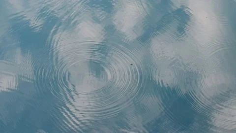 Close up clouds reflection on lake surface, ripples in water Stock Footage 170029094