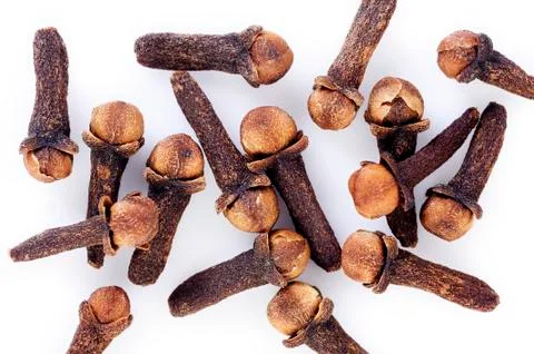 Close up of cloves on white background Foto stock
