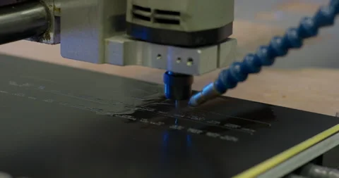 Close up of CNC milling machine head processing metal surface Video stock 329498639