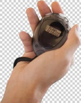 Close up of coach is holding a stopwatch Stock Photos