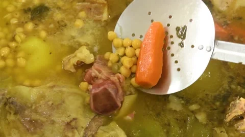 Close Up of Cocido , traditional chickpea-based stew from  Spain Video stock 225264548