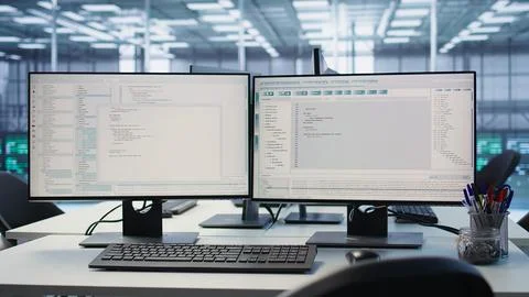 Close up of code lines on computer in server room for machine learning 写真素材