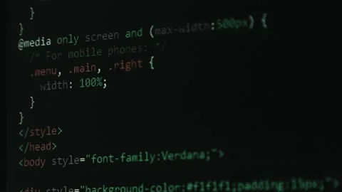 Close Up Code Screen Pulling Focus with Different Colours Navigating with Stock Footage 234450860
