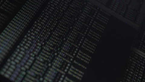 Close up of codes line flashing up Stock Footage 232403227