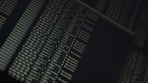 Close up of codes line flashing up Stock Footage 232403228